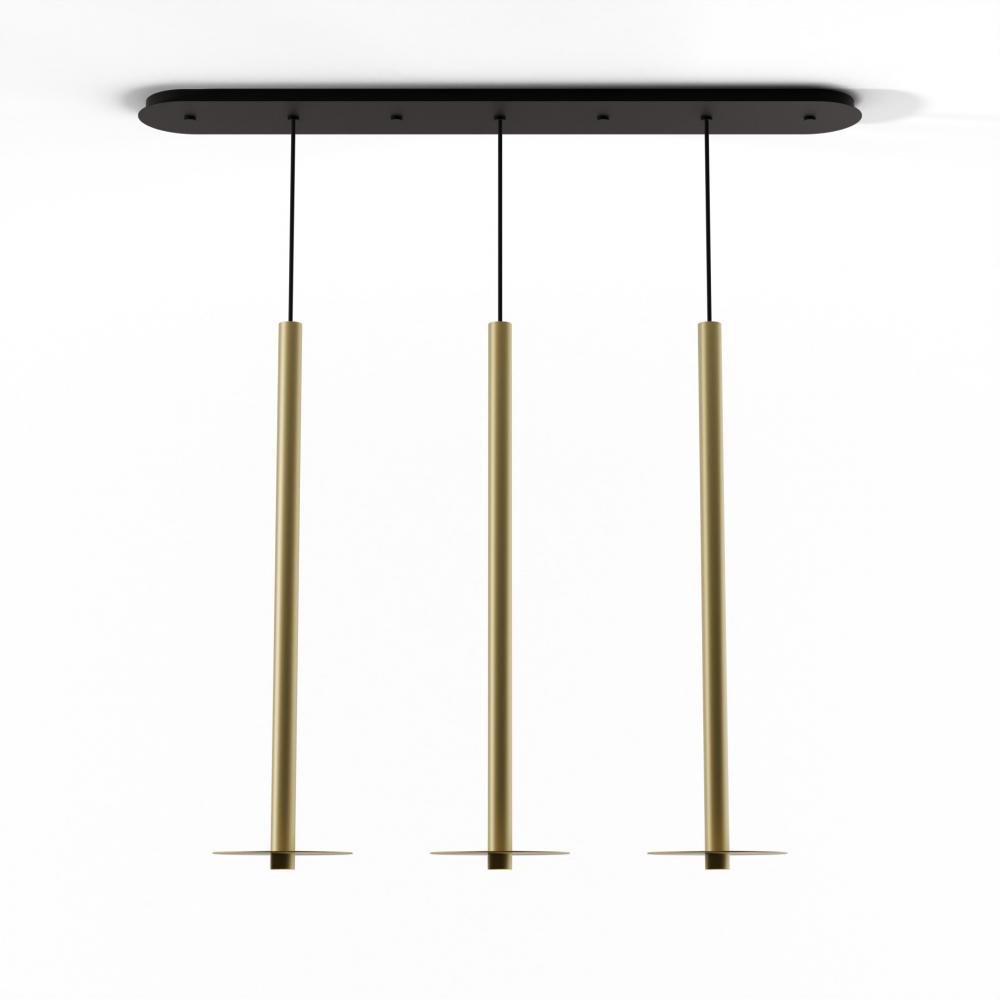 Combi Pendant 36" Linear 3 Combo Brass with Matte Black Canopy