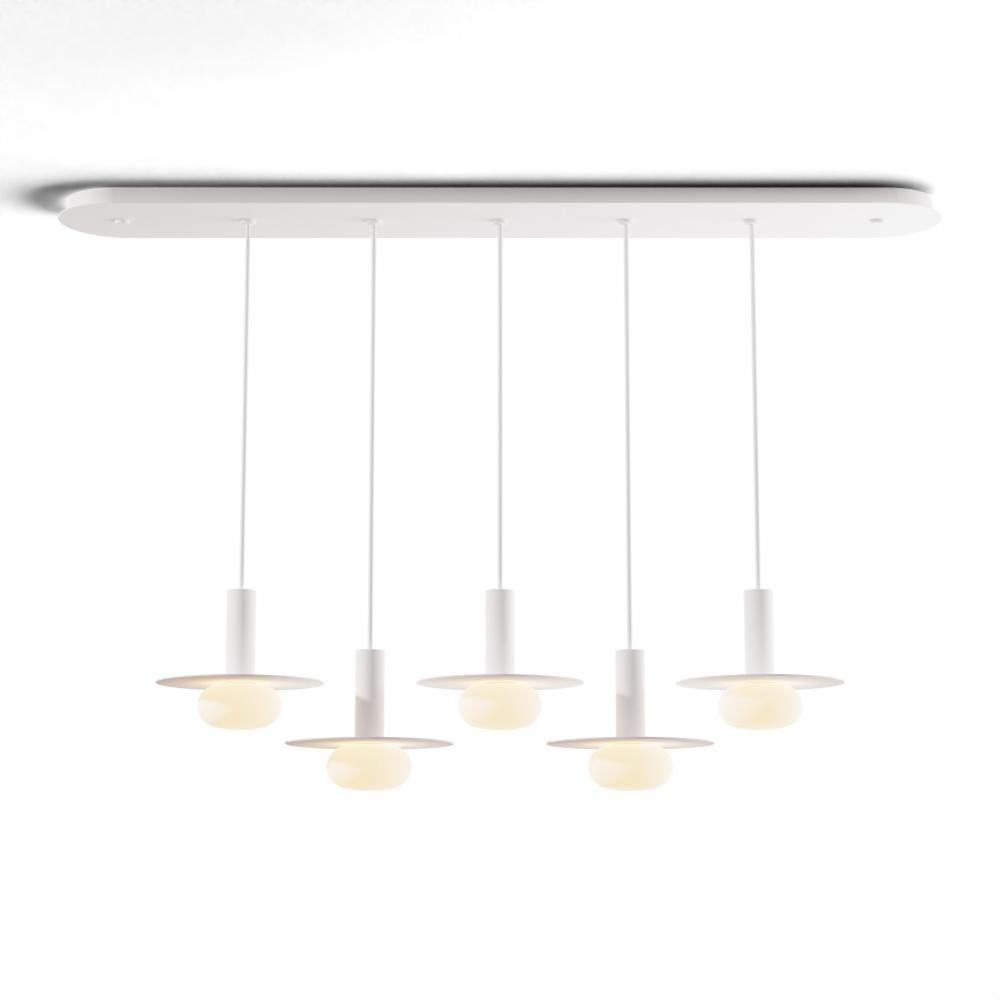 Combi Pendant 6" Linear 5 Combo Matte White with Matte White Canopy