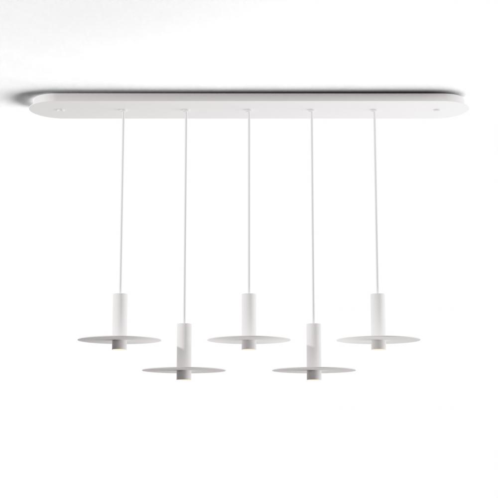 Combi Pendant 6" Linear 5 Combo Matte White with Matte White Canopy