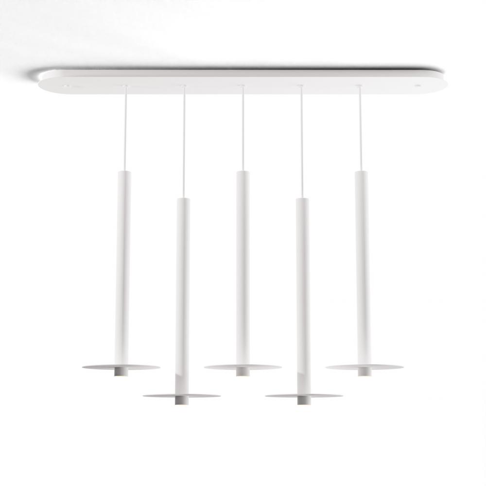 Combi Pendant 24" Linear 5 Combo Matte White with Matte White Canopy