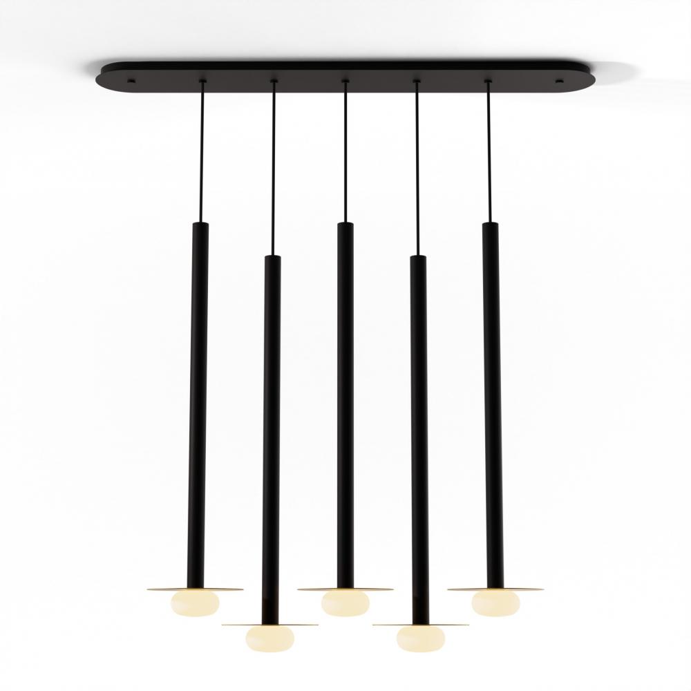 Combi Pendant 36" Linear 5 Combo Matte Black with Matte Black Canopy