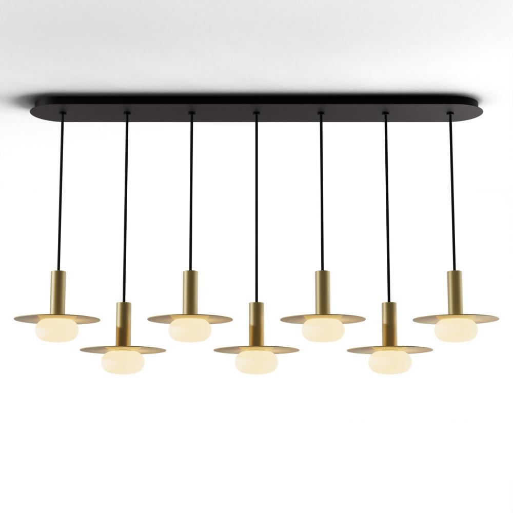 Combi Pendant 6" Linear 7 Combo Brass with Matte Black Canopy