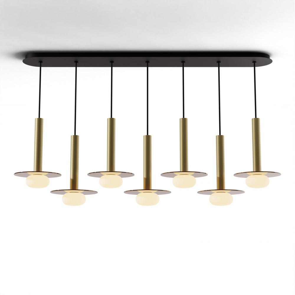 Combi Pendant 12" Linear 7 Combo Brass with Matte Black Canopy