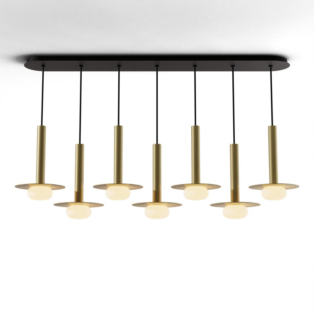 Combi Pendant 12" Linear 7 Combo Brass with Matte Black Canopy