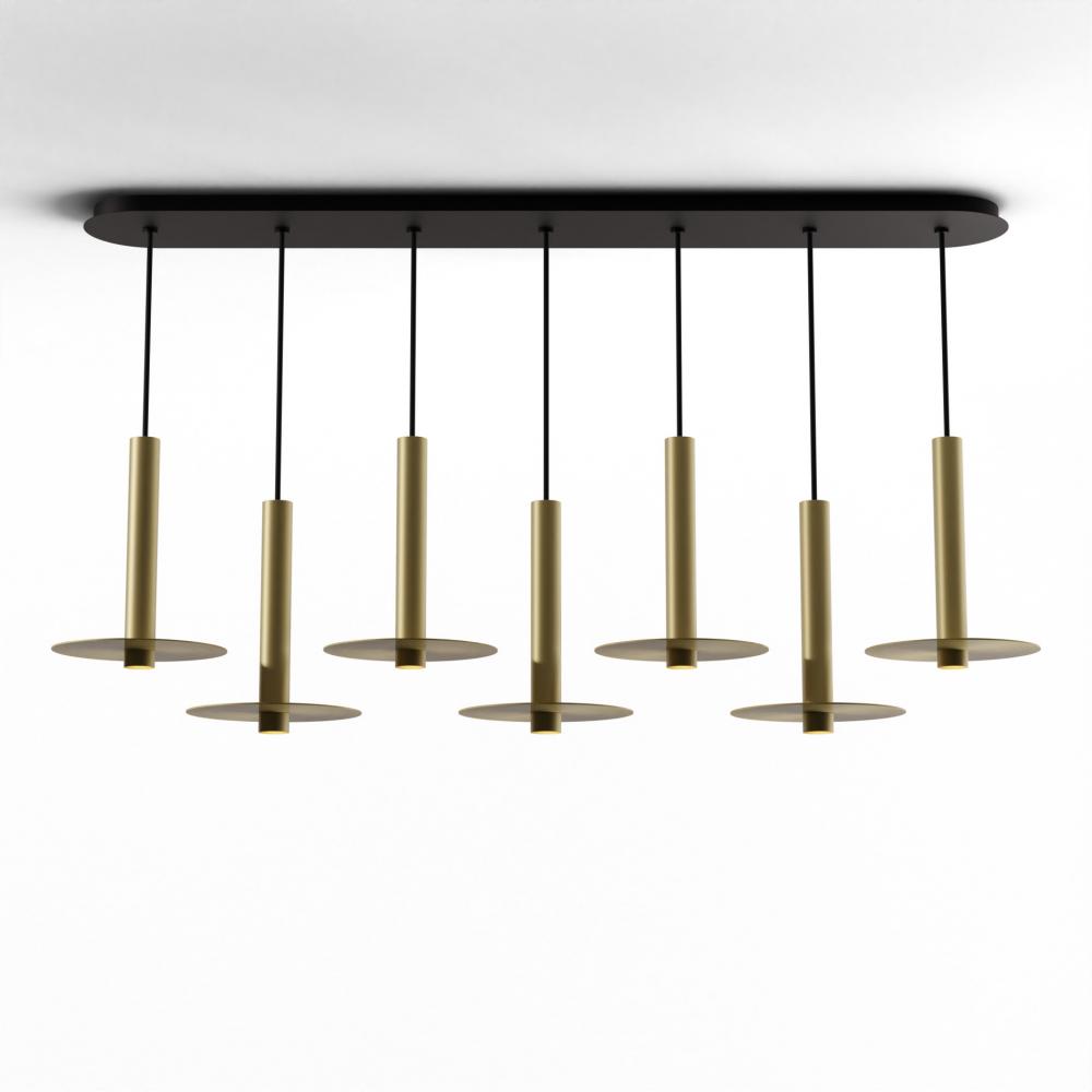 Combi Pendant 12" Linear 7 Combo Brass with Matte Black Canopy