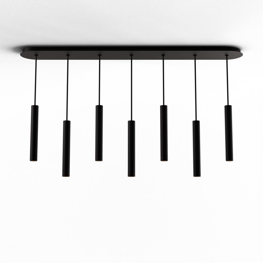 Combi Pendant 12" Linear 7 Combo Matte Black with Matte Black Canopy