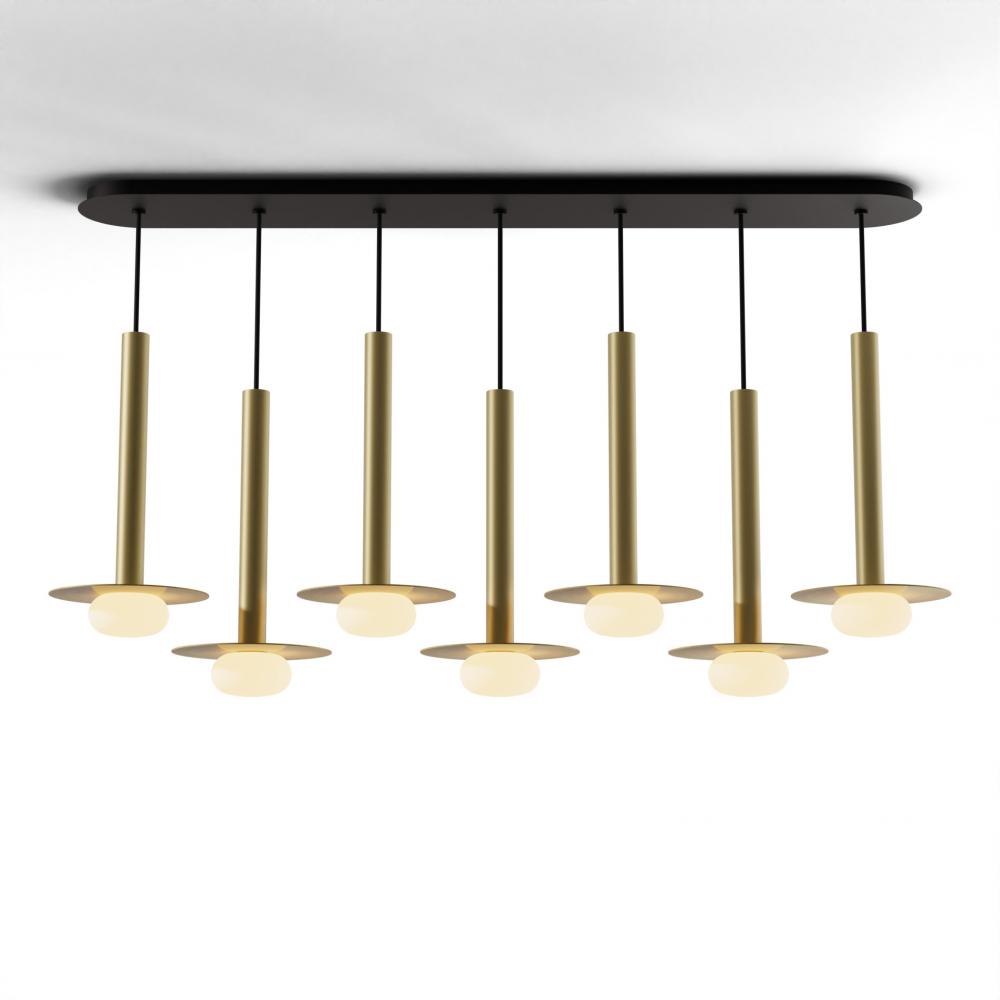 Combi Pendant 16" Linear 7 Combo Brass with Matte Black Canopy