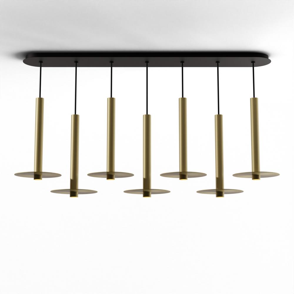 Combi Pendant 16" Linear 7 Combo Brass with Matte Black Canopy