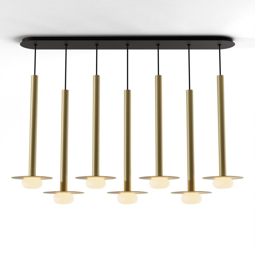 Combi Pendant 24" Linear 7 Combo Brass with Matte Black Canopy