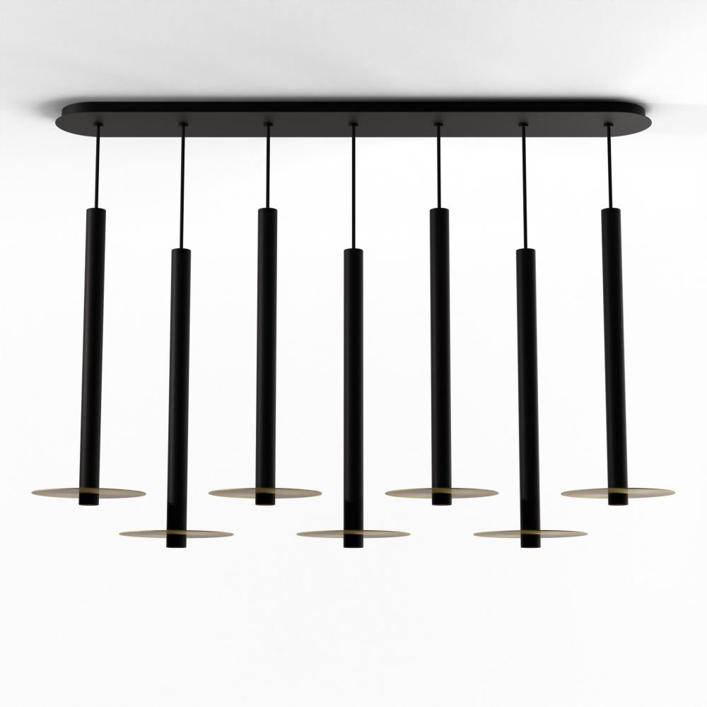 Combi Pendant 24" Linear 7 Combo Matte Black with Matte Black Canopy