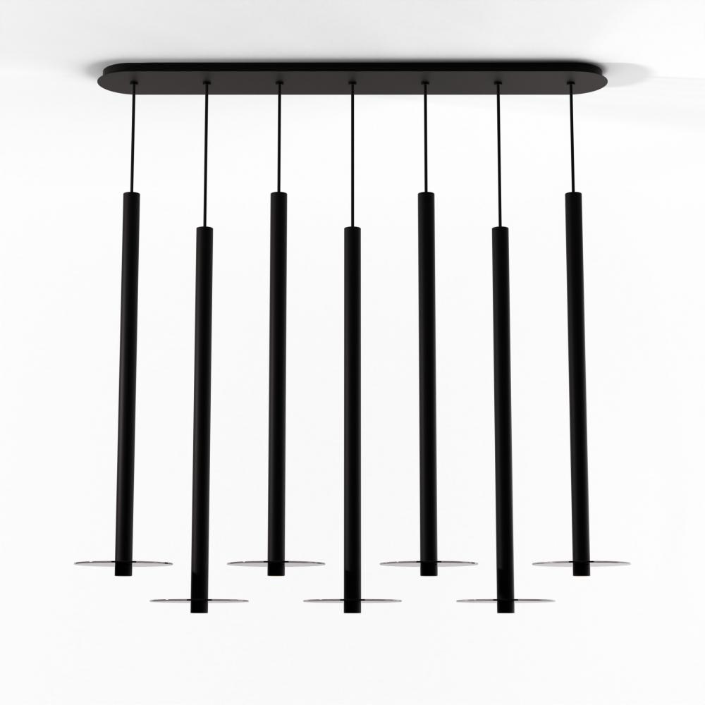 Combi Pendant 36" Linear 7 Combo Matte Black with Matte Black Canopy