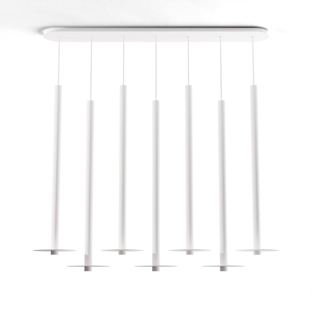 Combi Pendant 36" Linear 7 Combo Matte White with Matte White Canopy