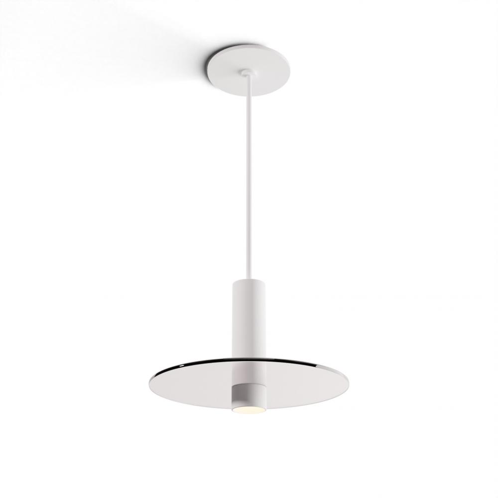 Combi Pendant 6" Single Unit Matte White with Matte White Canopy, 9" glass plate (Clear) att