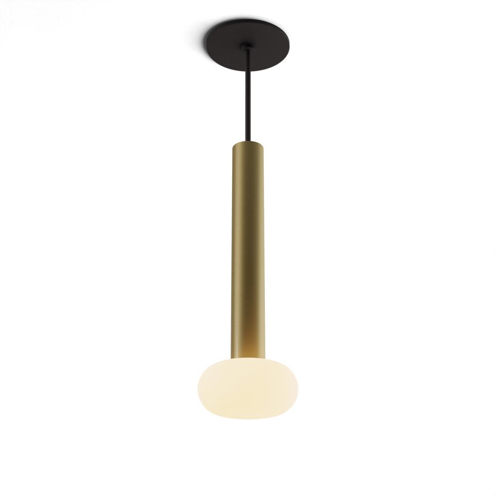 Combi Pendant 12" Single Unit Brass with Matte Black Canopy, Glass Ball attachment, Suspension /