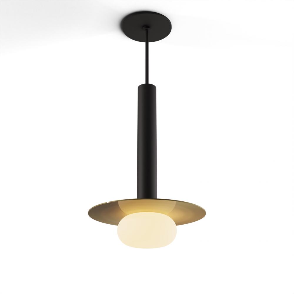 Combi Pendant 12" Single Unit Matte Black with Matte Black Canopy