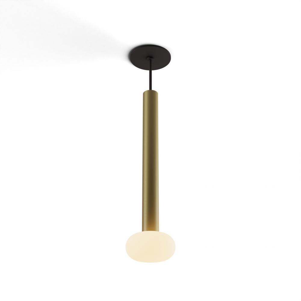 Combi Pendant 16" Single Unit Brass with Matte Black Canopy, Glass Ball attachment, Suspension /