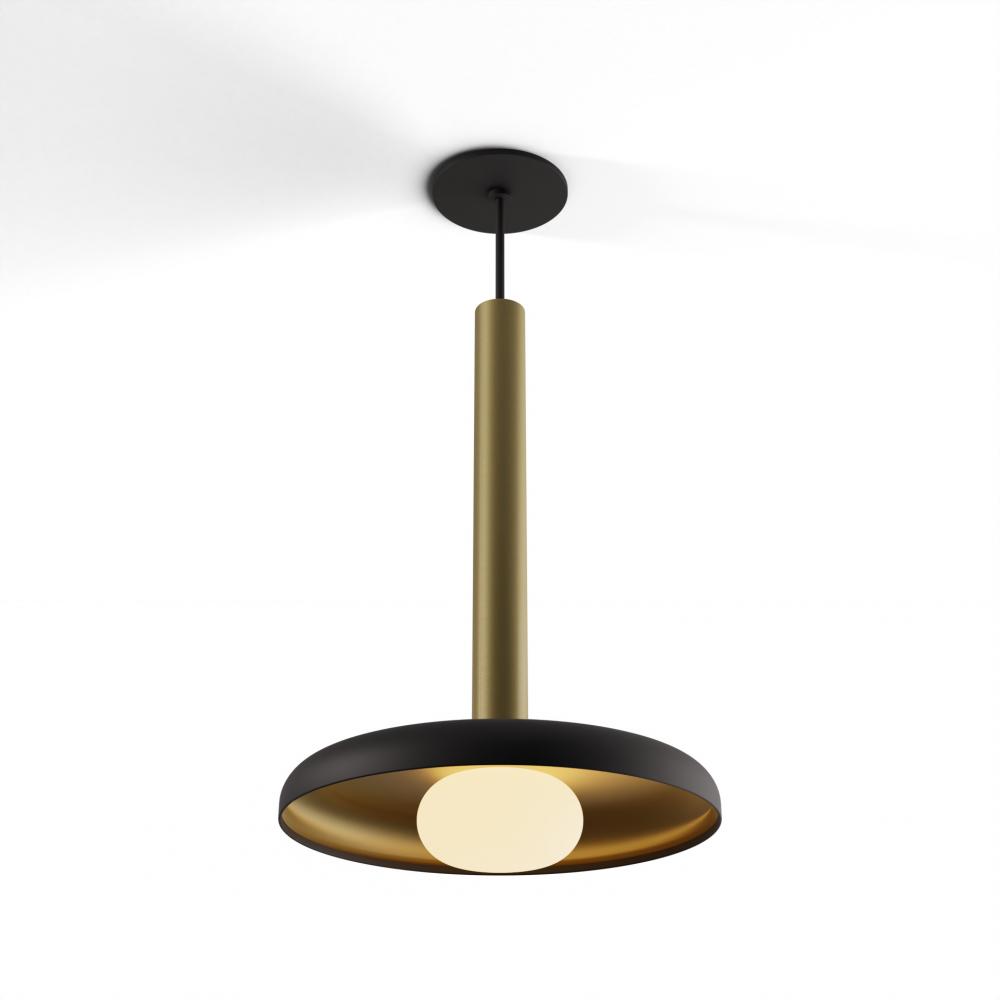 Combi Pendant 16" Single Unit Brass with Matte Black Canopy