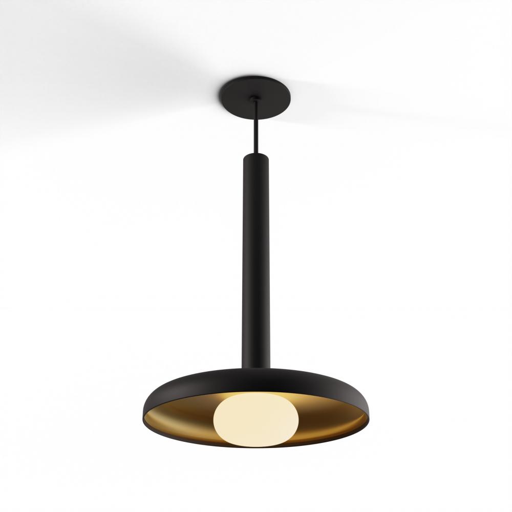 Combi Pendant 16" Single Unit Matte Black with Matte Black Canopy