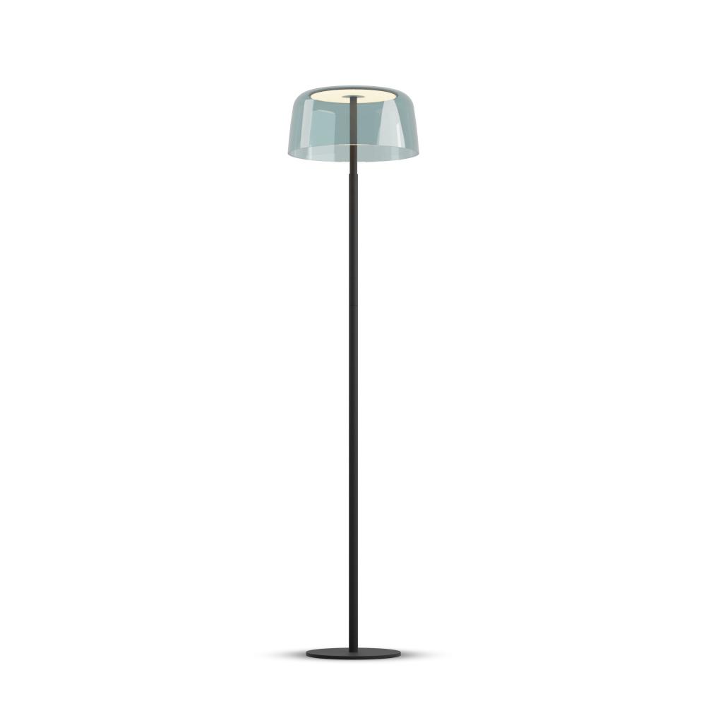 Yurei Floor Lamp (Matte Black) with 14" Acrylic Shade, Blue