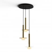 Koncept Inc CMP-C3-S-16-BRS+MBRS9+GLB - Combi Pendant 16" Circular 3 Combo Brass with Matte Black Canopy