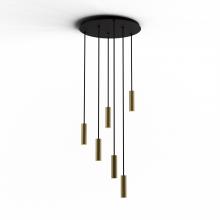 Koncept Inc CMP-C6-S-06-BRS - Combi Pendant 6" Circular 6 Combo Brass with Matte Black Canopy, Suspension / Flush Mount 2-in-1