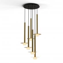 Koncept Inc CMP-C6-S-24-BRS+MBRS9+GLB - Combi Pendant 24" Circular 6 Combo Brass with Matte Black Canopy