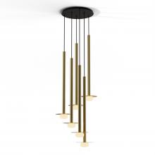 Koncept Inc CMP-C6-S-36-BRS+MBRS9+GLB - Combi Pendant 36" Circular 6 Combo Brass with Matte Black Canopy