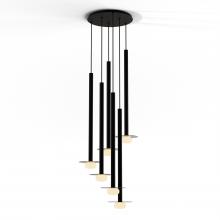 Koncept Inc CMP-C6-S-36-MTB+GDGY9+GLB - Combi Pendant 36" Circular 6 Combo Matte Black with Matte Black Canopy