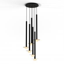 Koncept Inc CMP-C6-S-36-MTB+MBRS9+GLB - Combi Pendant 36" Circular 6 Combo Matte Black with Matte Black Canopy