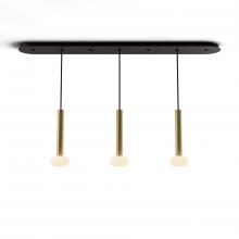 Koncept Inc CMP-L3-S-12-BRS+NA+GLB - Combi Pendant 12" Linear 3 Combo Brass with Matte Black Canopy, Glass Ball attachment, Suspensio