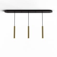 Koncept Inc CMP-L3-S-12-BRS - Combi Pendant 12" Linear 3 Combo Brass with Matte Black Canopy, Suspension / Flush Mount 2-in-1