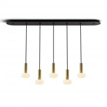 Koncept Inc CMP-L5-S-06-BRS+NA+GLB - Combi Pendant 6" Linear 5 Combo Brass with Matte Black Canopy, Glass Ball attachment, Suspension