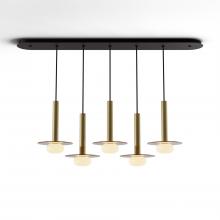 Koncept Inc CMP-L5-S-12-BRS+GTEA9+GLB - Combi Pendant 12" Linear 5 Combo Brass with Matte Black Canopy