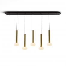 Koncept Inc CMP-L5-S-12-BRS+NA+GLB - Combi Pendant 12" Linear 5 Combo Brass with Matte Black Canopy, Glass Ball attachment, Suspensio