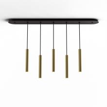 Koncept Inc CMP-L5-S-12-BRS - Combi Pendant 12" Linear 5 Combo Brass with Matte Black Canopy, Suspension / Flush Mount 2-in-1