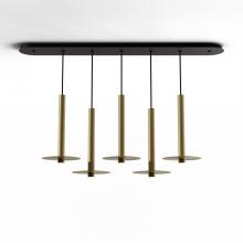 Koncept Inc CMP-L5-S-16-BRS+MBRS9 - Combi Pendant 16" Linear 5 Combo Brass with Matte Black Canopy