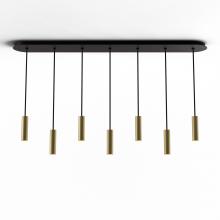 Koncept Inc CMP-L7-S-06-BRS - Combi Pendant 6" Linear 7 Combo Brass with Matte Black Canopy, Suspension / Flush Mount 2-in-1