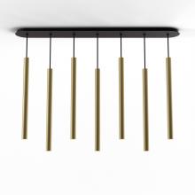 Koncept Inc CMP-L7-S-24-BRS - Combi Pendant 24" Linear 7 Combo Brass with Matte Black Canopy, Suspension / Flush Mount 2-in-1