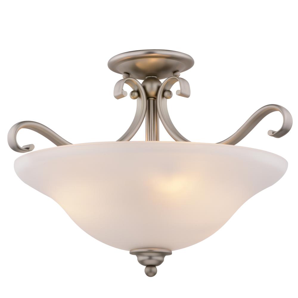 Monrovia 17-in. Semi Flush Ceiling Light or Pendant (Dual Mount) Brushed Nickel