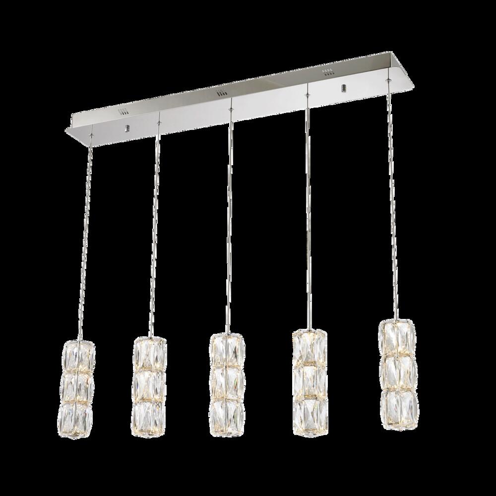 Polaris LED Light Chrome Pendant Clear Elegant Cut Crystal