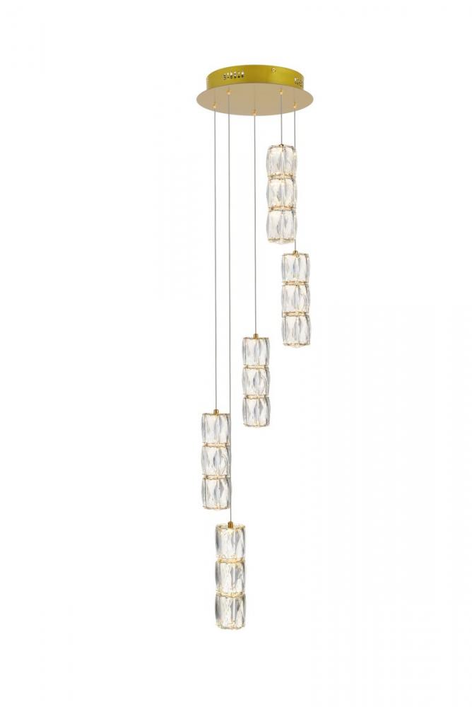 Polaris LED Light Gold Pendant Clear Crystal