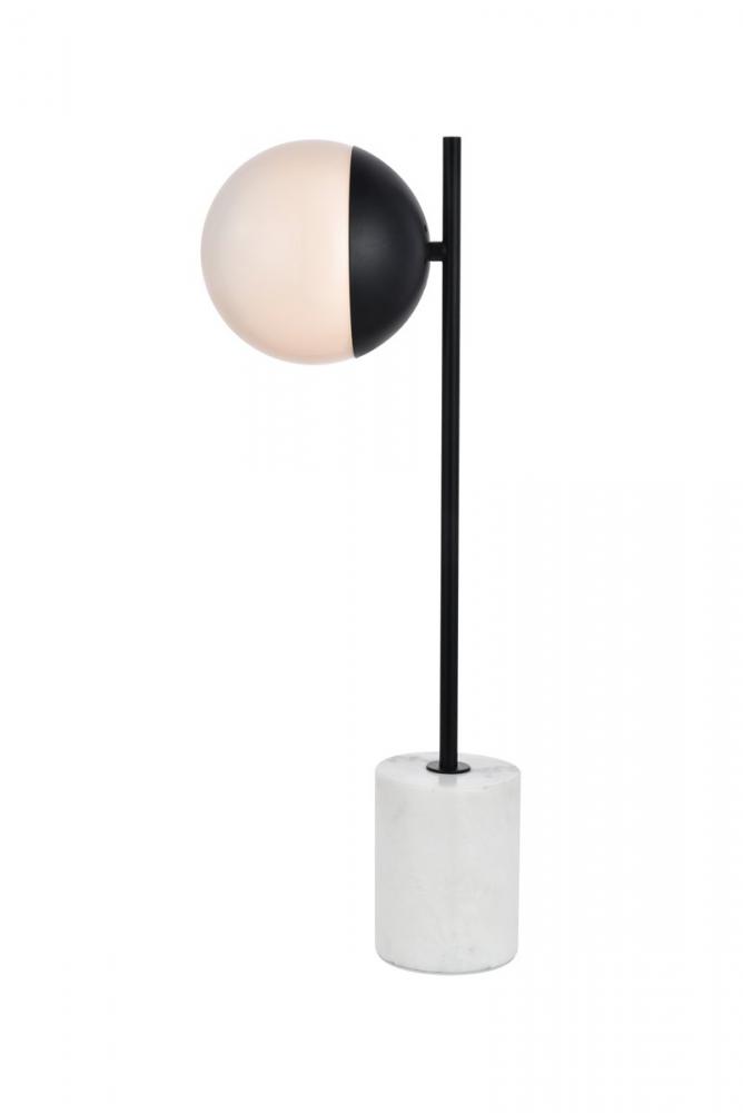 Eclipse 1 Light Black Table Lamp With Frosted White Glass