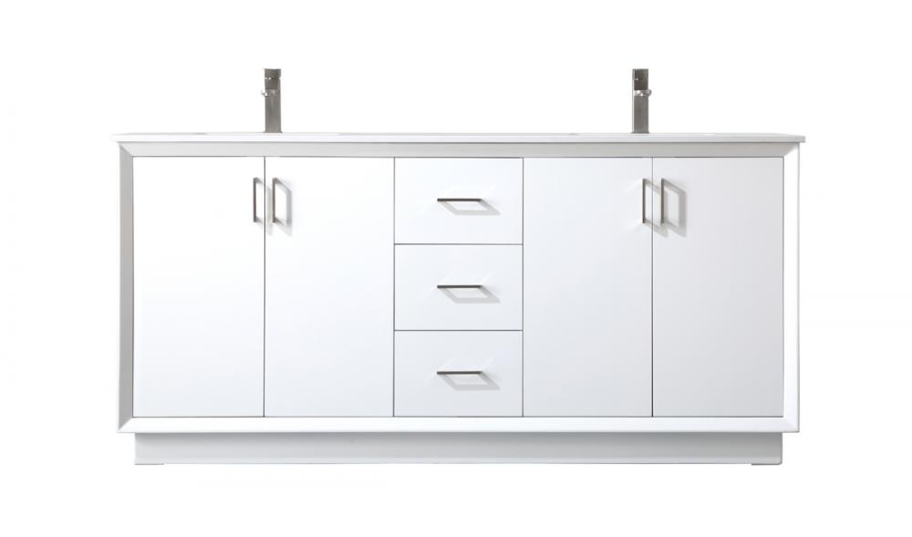 72 Inch Double Bathroom Vanity In White