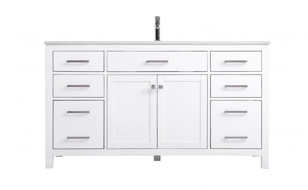 60 Inch Single Bathroom Vanity in White