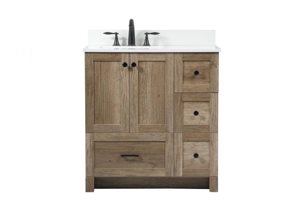 32 Inch Single Bathroom Vanity in Natural Oak with Backsplash