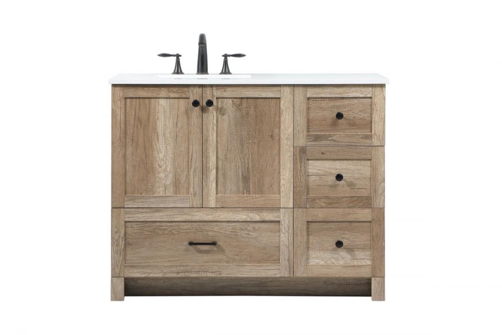 42 inch Single bathroom vanity in natural oak