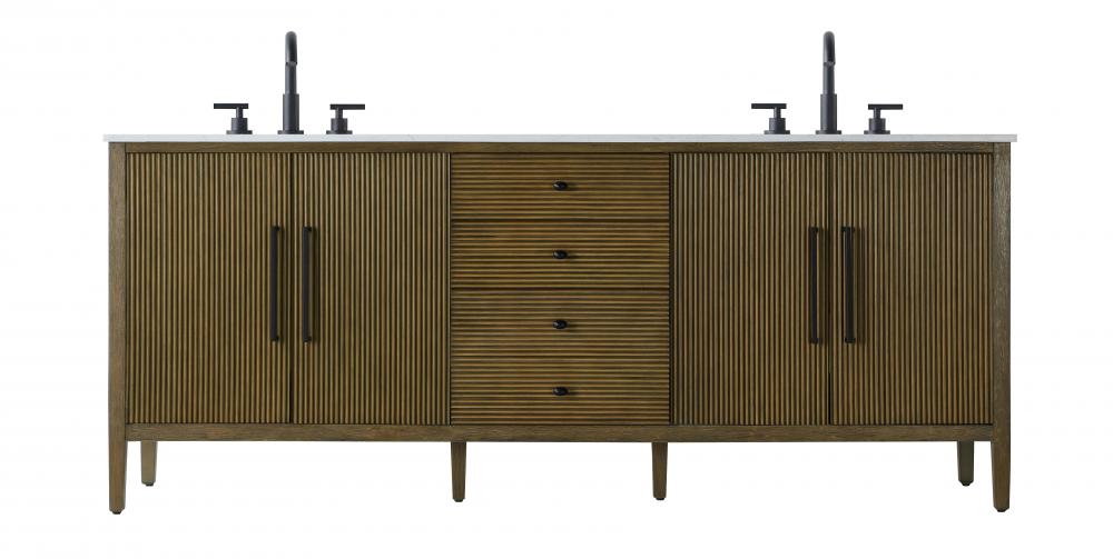 84 inch Double Bathroom Vanity in Hazel Oak