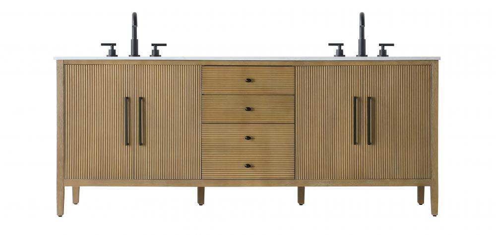 84 inch Double Bathroom Vanity in Linen Oak