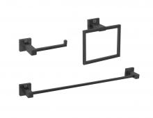 Elegant HWB-12S3RMBK - Isla 3-Piece Bathroom Hardware Set in Matte Black