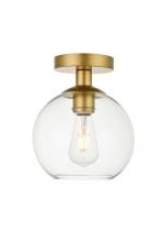 Elegant LD2204BR - Baxter 1 Light Brass Flush Mount With Clear Glass